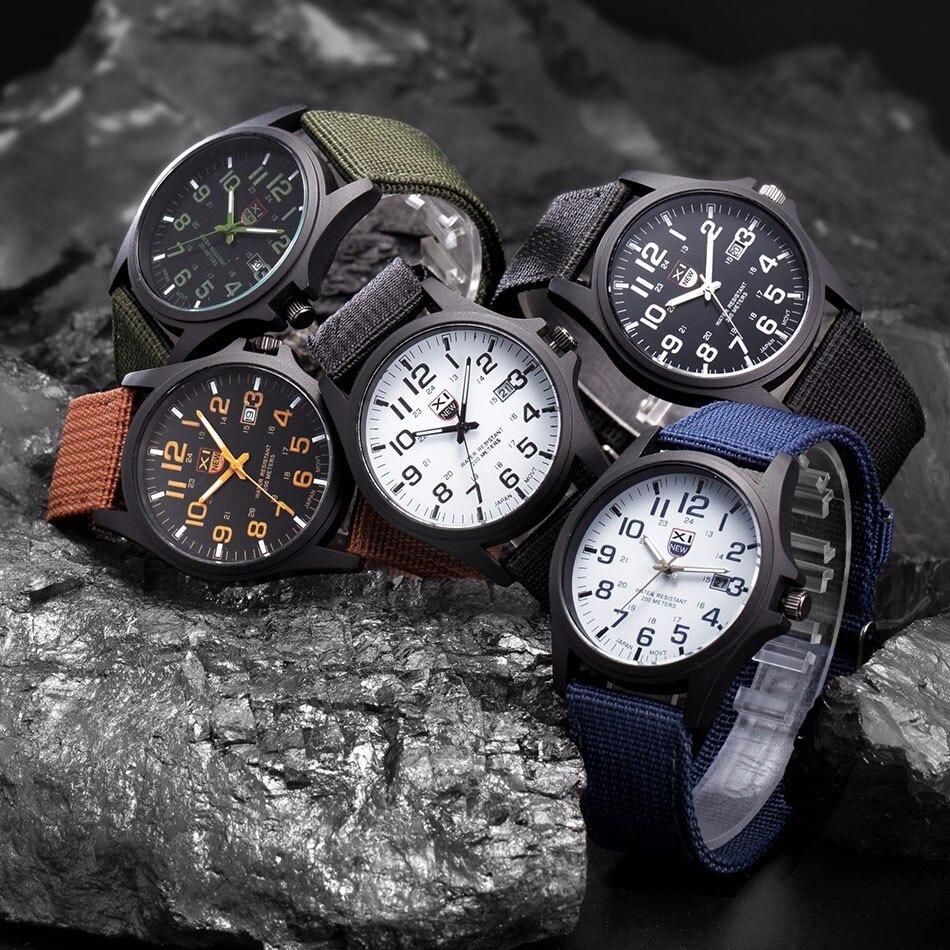 Men's Military Watch 50M Water Resistance Stopwatch Date Display