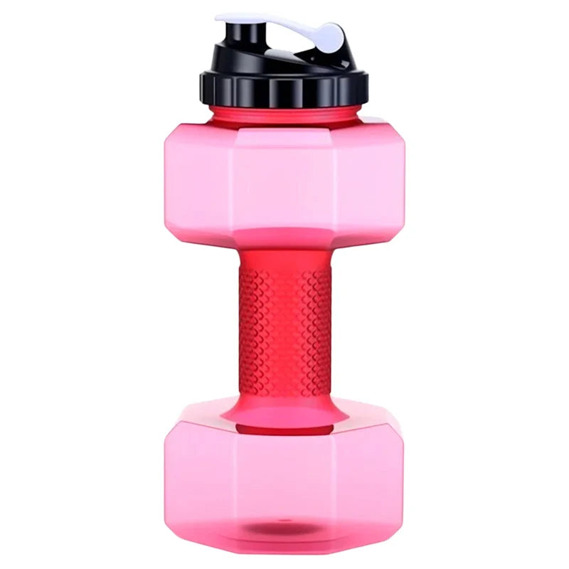 Dumbbell-shaped water bottle BPA-free with flip lid