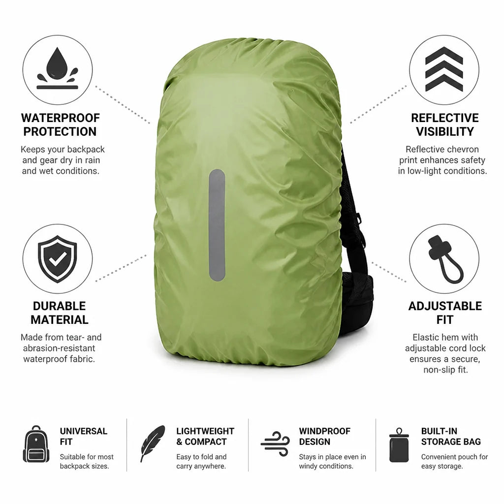 Waterproof Reflective Elastic Backpack Rain Cover