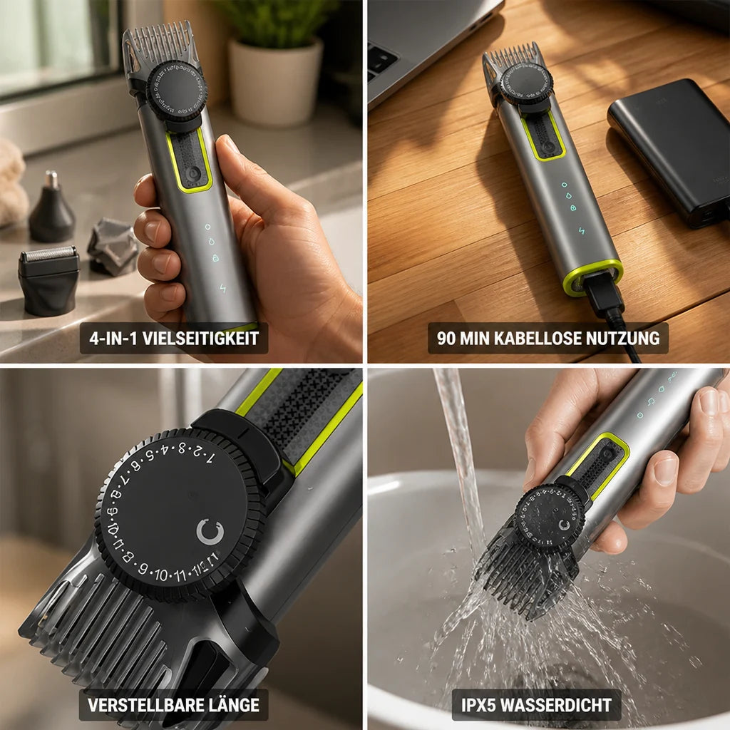 4-in-1 Cordless Waterproof Grooming Trimmer