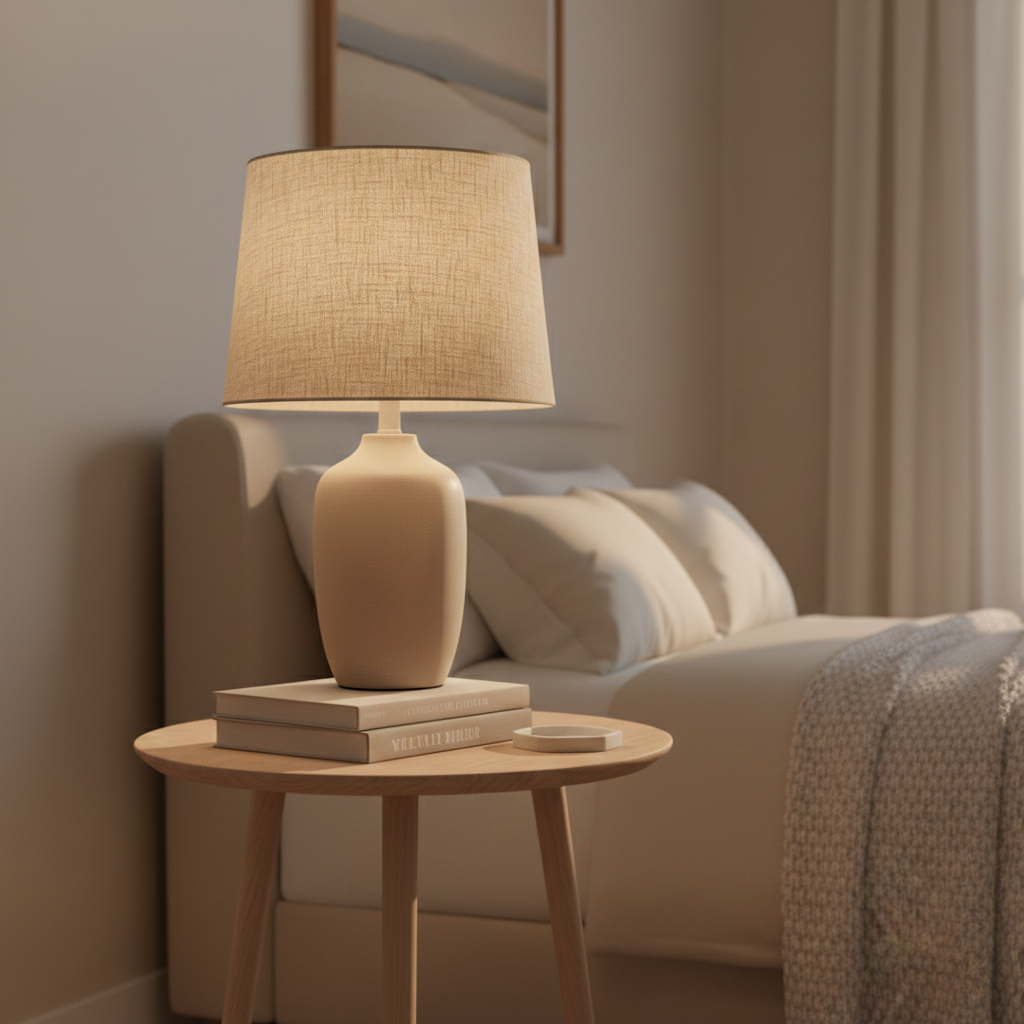 Ceramic Table Lamp, Soft Sand Finish