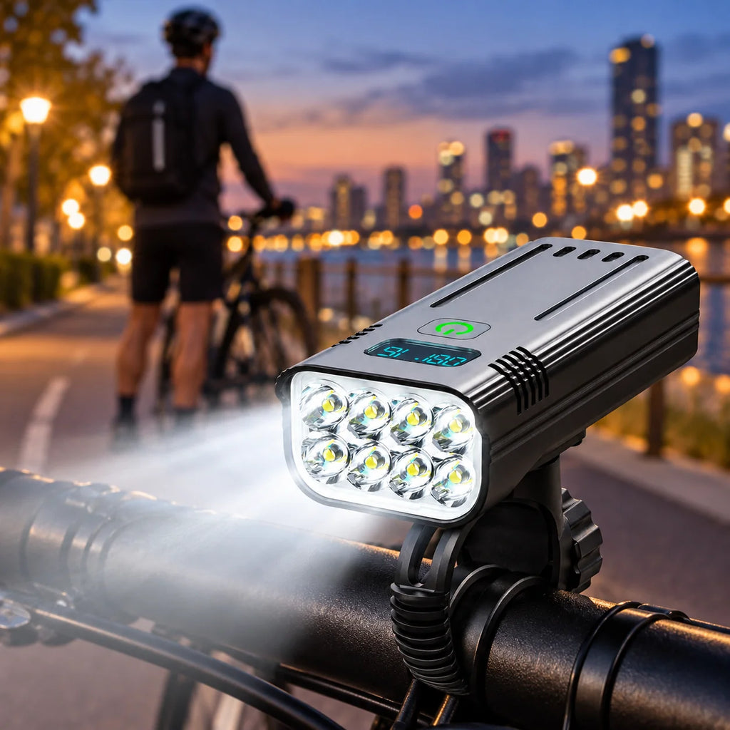 Rechargeable Bicycle Front Light 10,000mAh (Digital Battery Level Indicator)