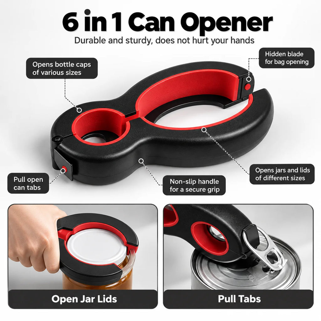 6-in-1 Kitchen Opener for Bottles & Jars