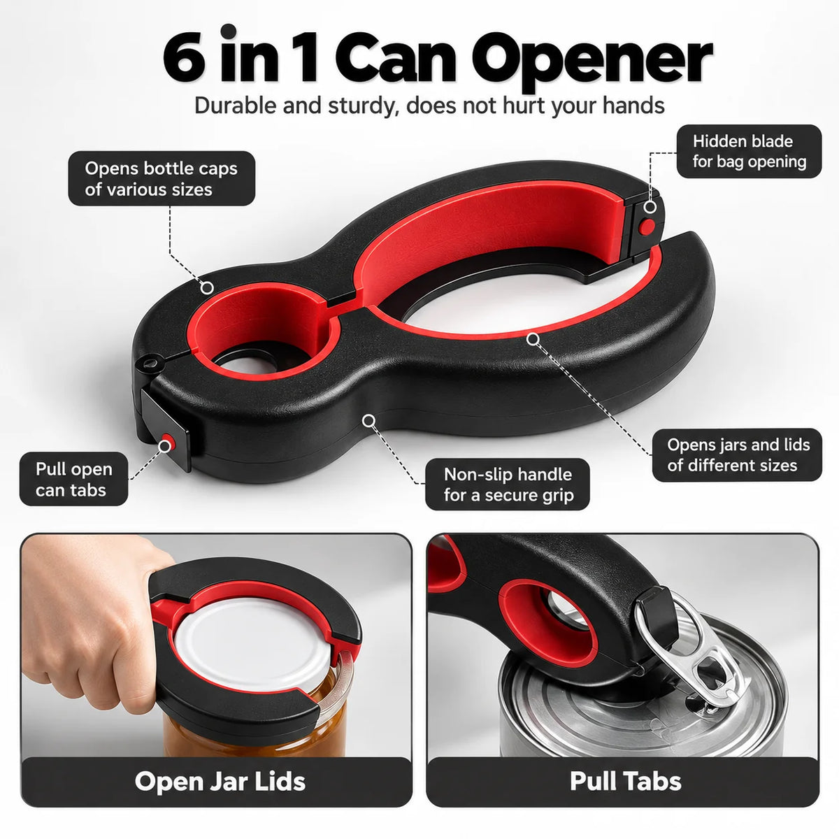 6-in-1 Kitchen Opener for Bottles & Jars