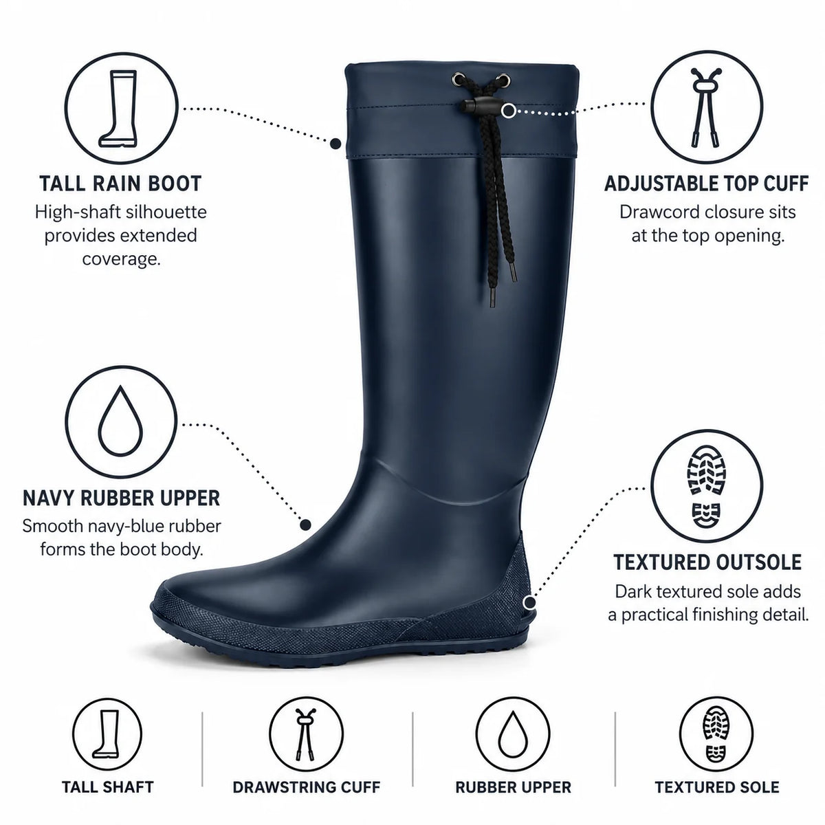 Waterproof Rubber Anti-Slip Ultra-Light Women's Rain Boots