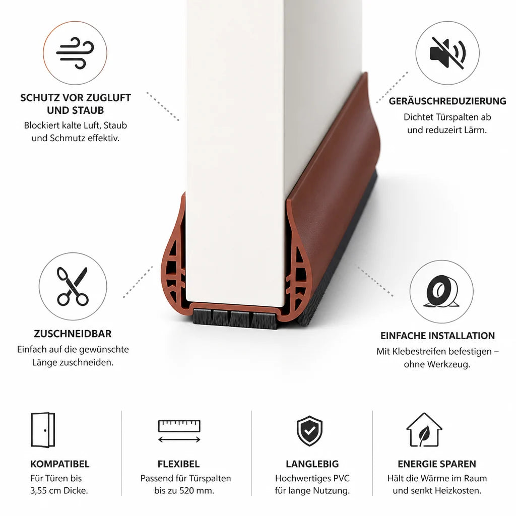 Door Draft Stopper Adjustable & Adhesive (Under Door)