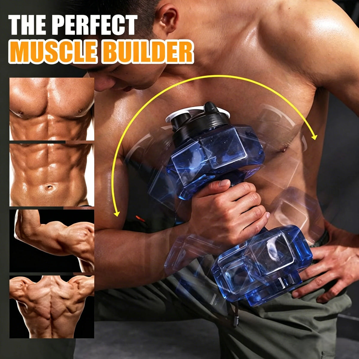 Dumbbell-shaped water bottle BPA-free with flip lid