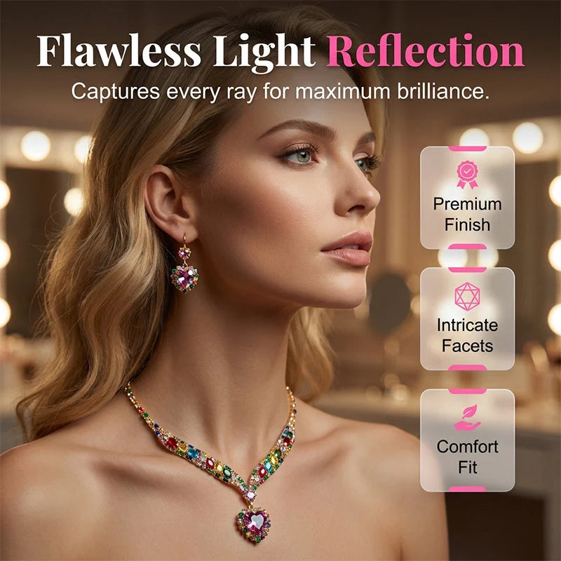 Heart jewelry set with necklace and earrings