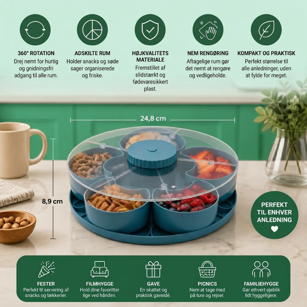 ServeSpin Turntable Tray with Compartments