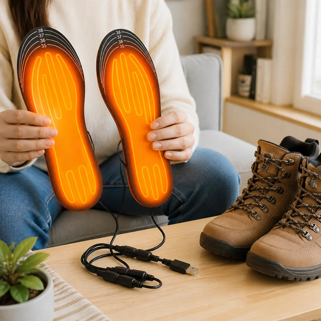 USB rechargeable heated insoles with dual-zone heating (cuttable)