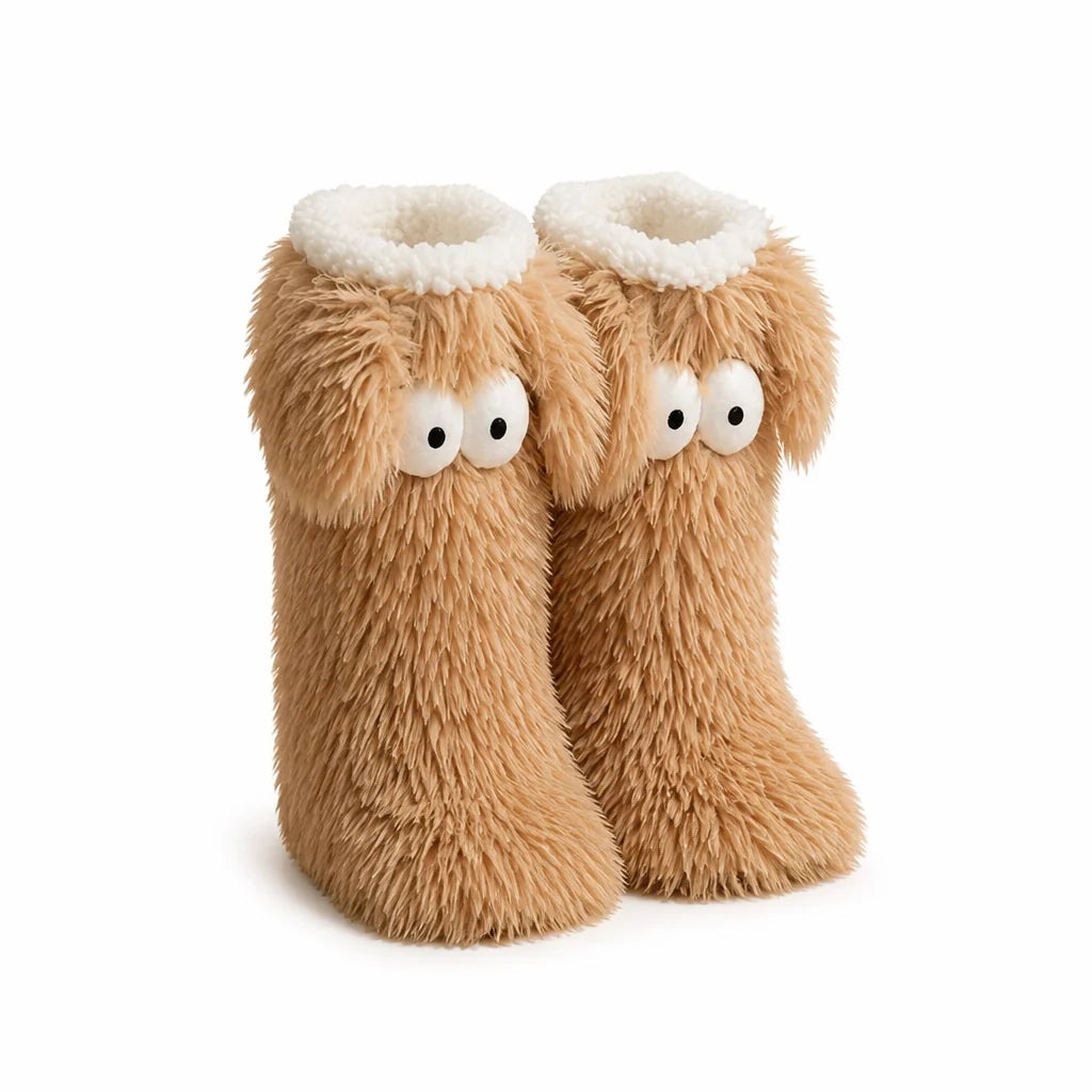 Plush, fleece-lined, non-slip house socks