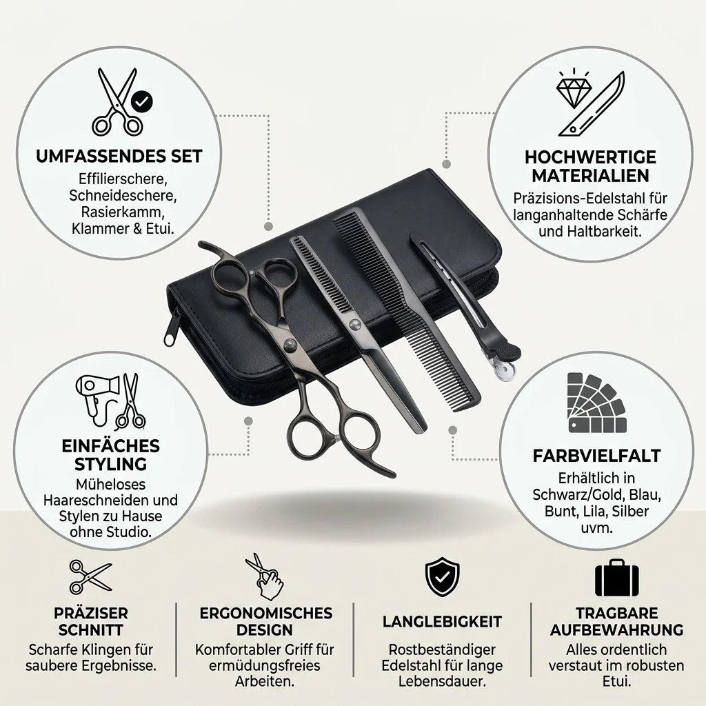 Stainless Steel Hair Cutting Set for Thinning and Cutting (Razor Comb & Case)