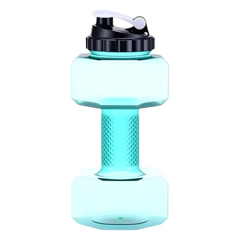 Dumbbell-shaped water bottle BPA-free with flip lid