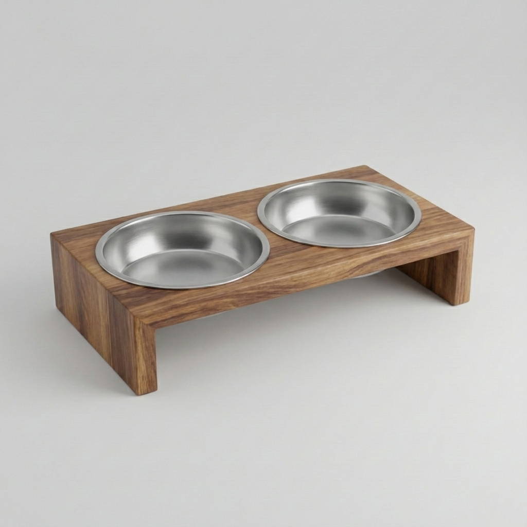 Elevated Double Pet Feeder with Stainless Bowls