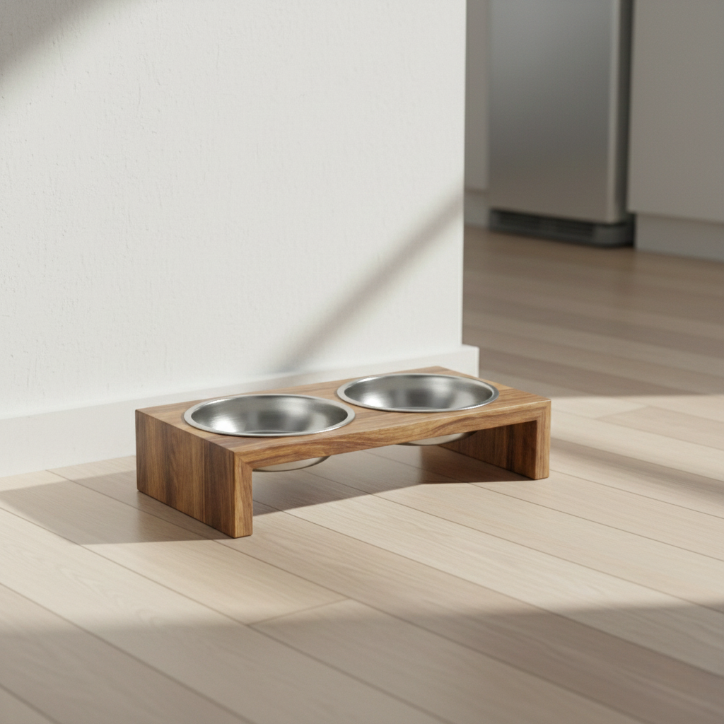 Elevated Double Pet Feeder with Stainless Bowls