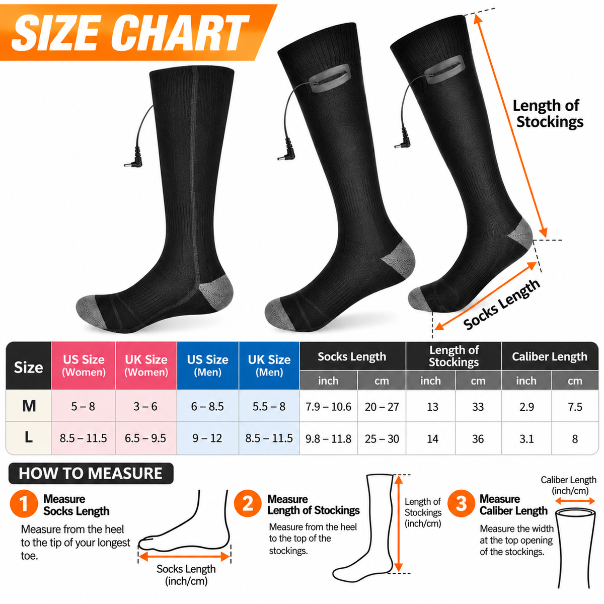 Spiral Heater & Rechargeable Heated Socks (3 Heat Settings)
