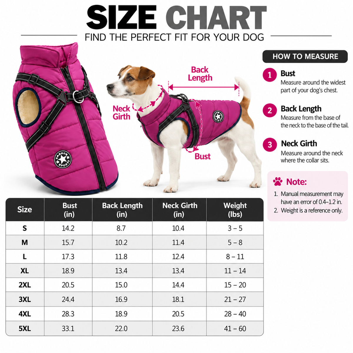 Dog Coat Water-Repellent Windproof Shell & Sherpa Fleece Lining