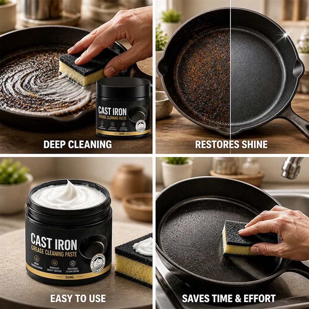 Concentrated, High-Performance Cleaning Paste for Cast Iron (Includes Sponge)