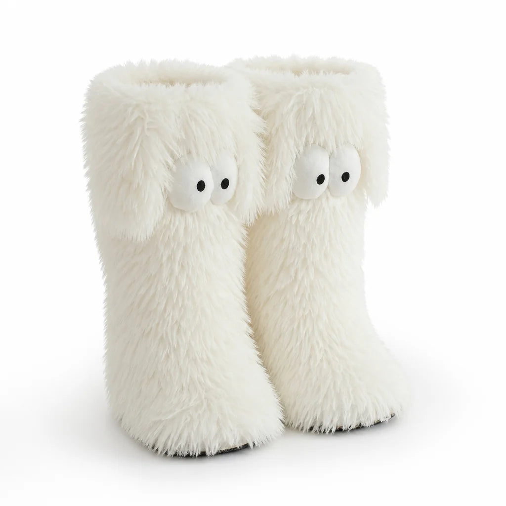 Plush, fleece-lined, non-slip house socks