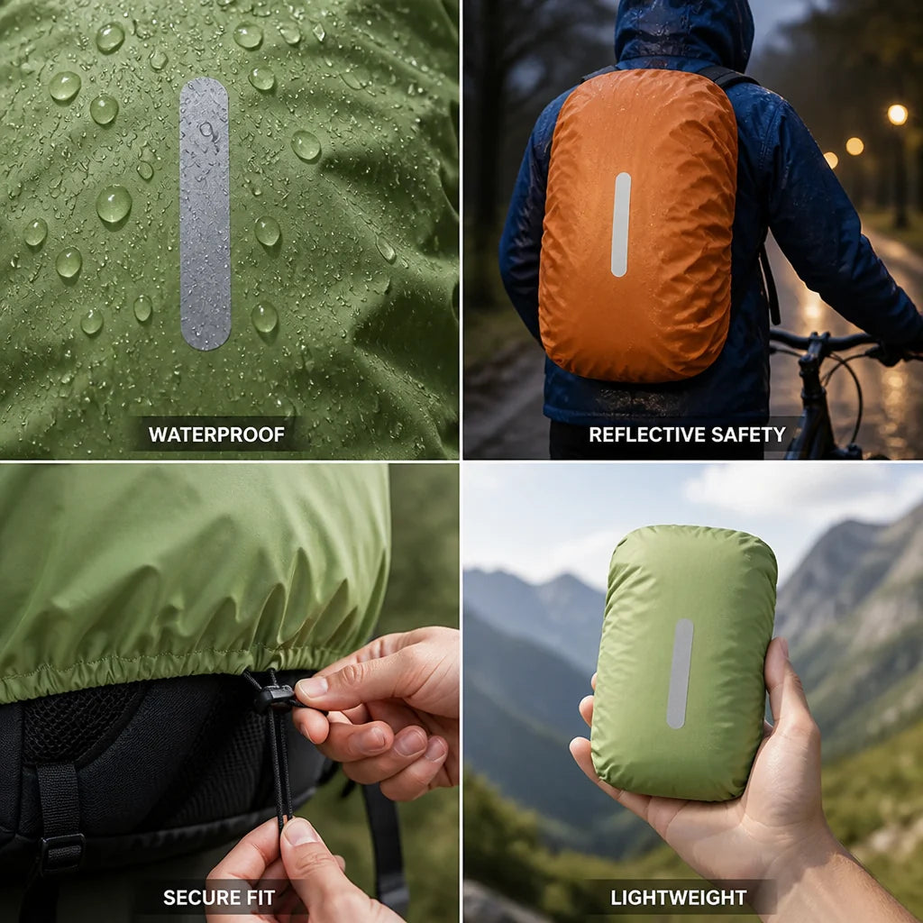Waterproof Reflective Elastic Backpack Rain Cover