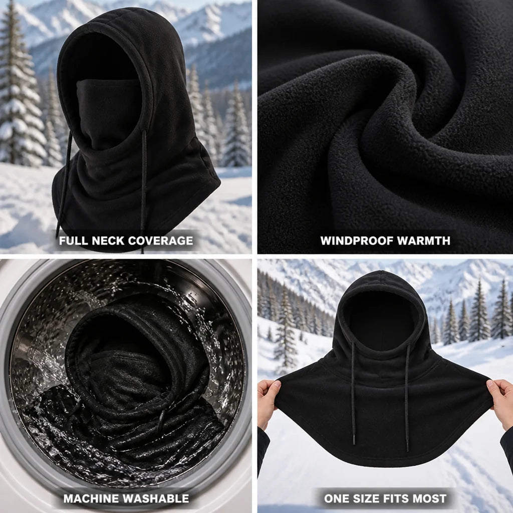Windproof winter hat with extended neck protection (one size)