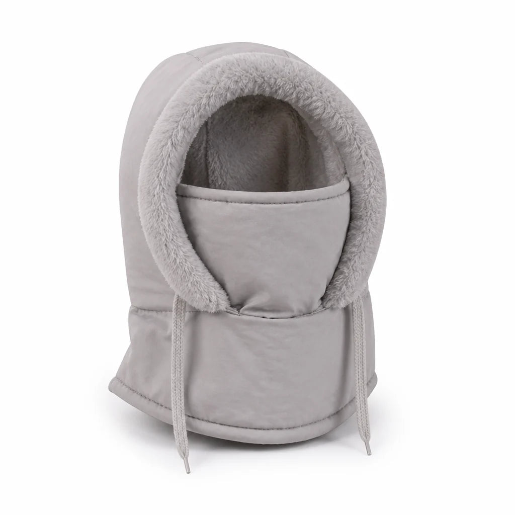 Plush-lined windproof balaclava (integrated face mask)