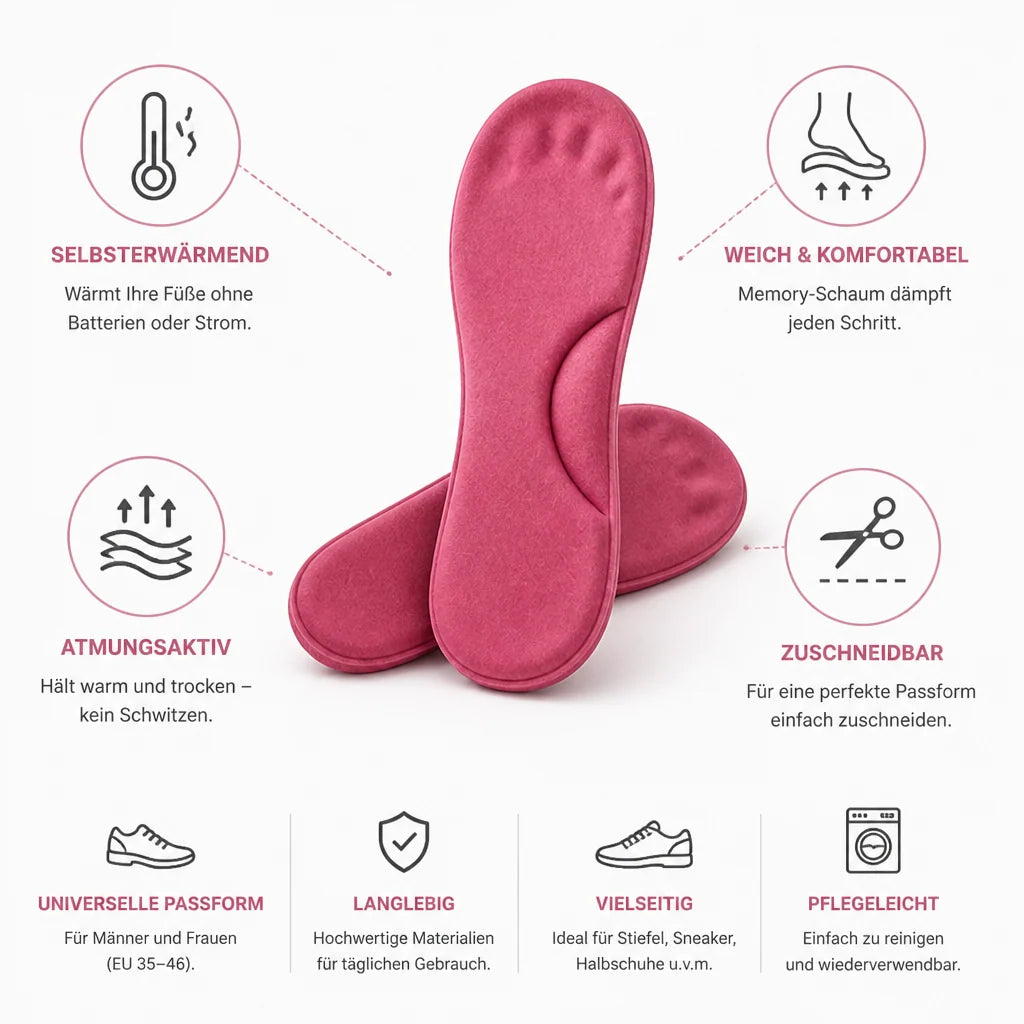Warming Winter Insoles Memory Foam & Breathable Polyester
