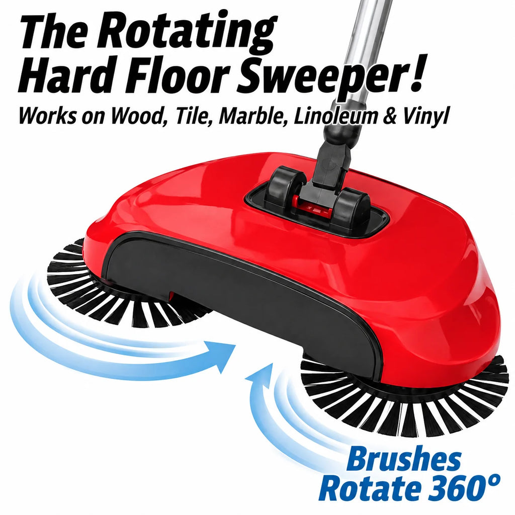 Sweeping Machine with 360° Rotating Brushes and Adjustable Handle