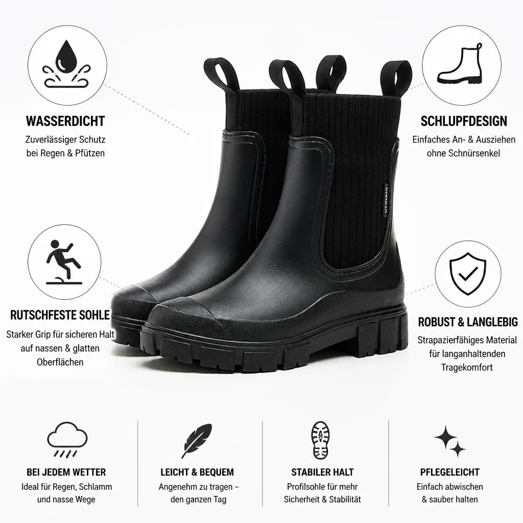 Waterproof Chelsea Boots with Non-Slip Sole and Slip-On Design