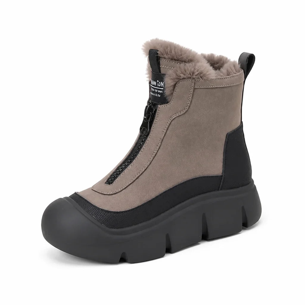Waterproof insulated snow boots with side zipper