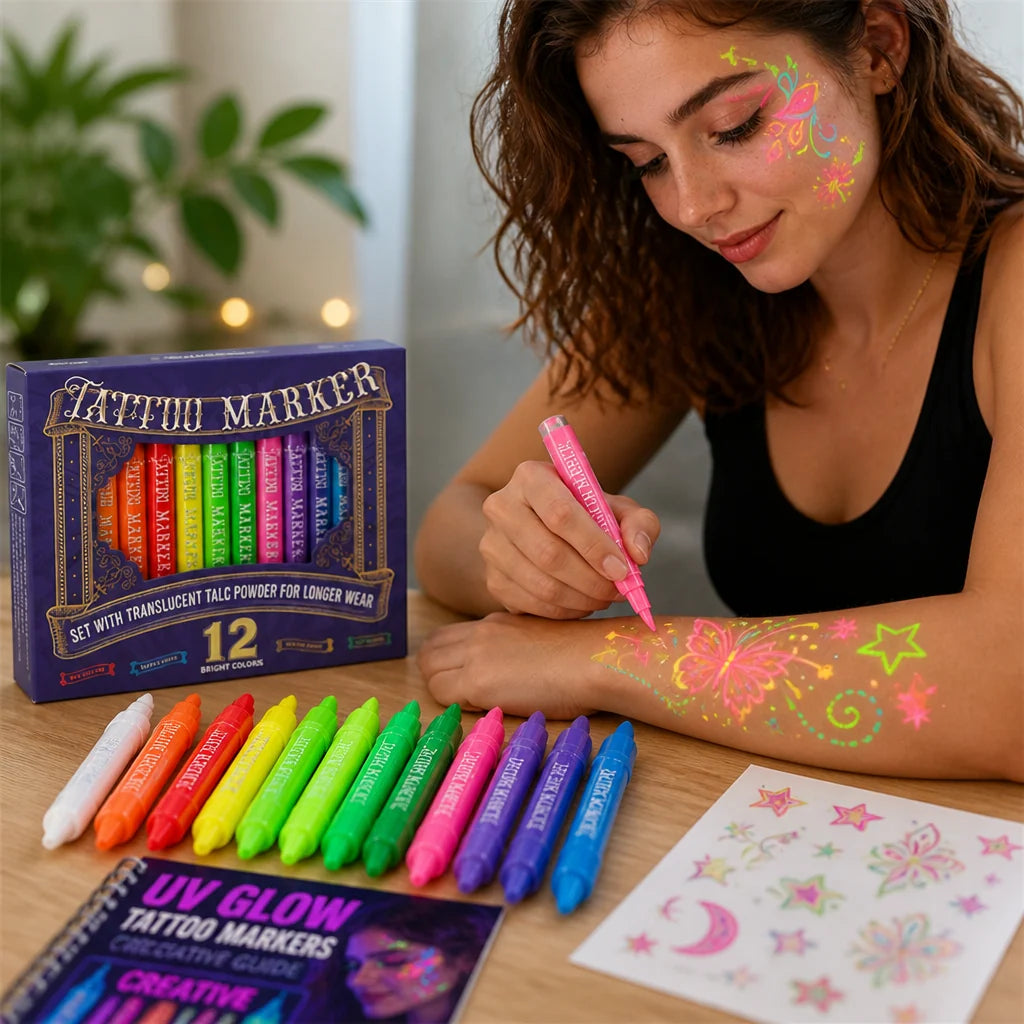 UV Glow Fluorescent Fast-Drying Soft Tip Tattoo Pens