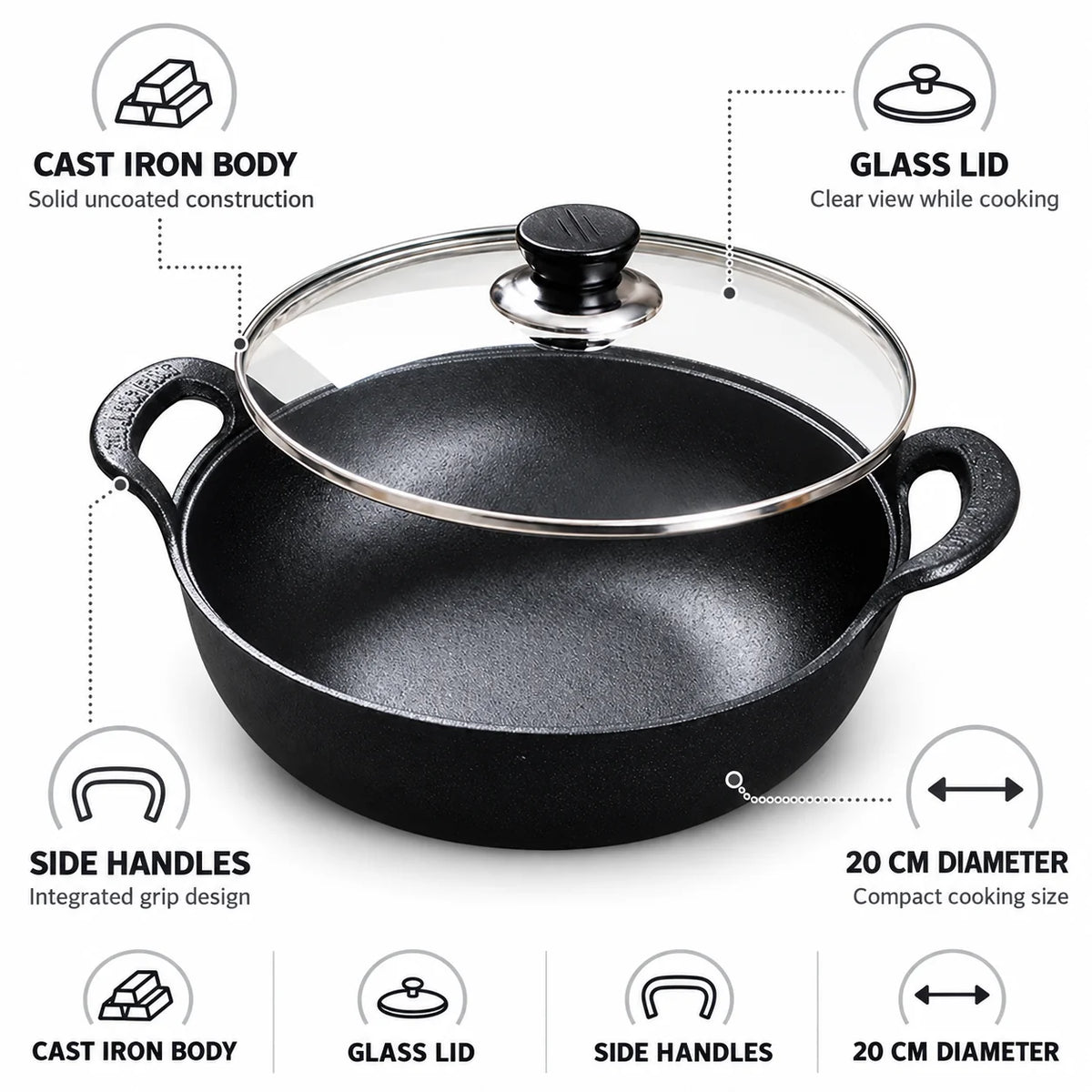 FerroPure Cast Iron Pot without Coating