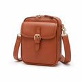 Compact Leather Crossbody Bag with Anti-Theft Protection