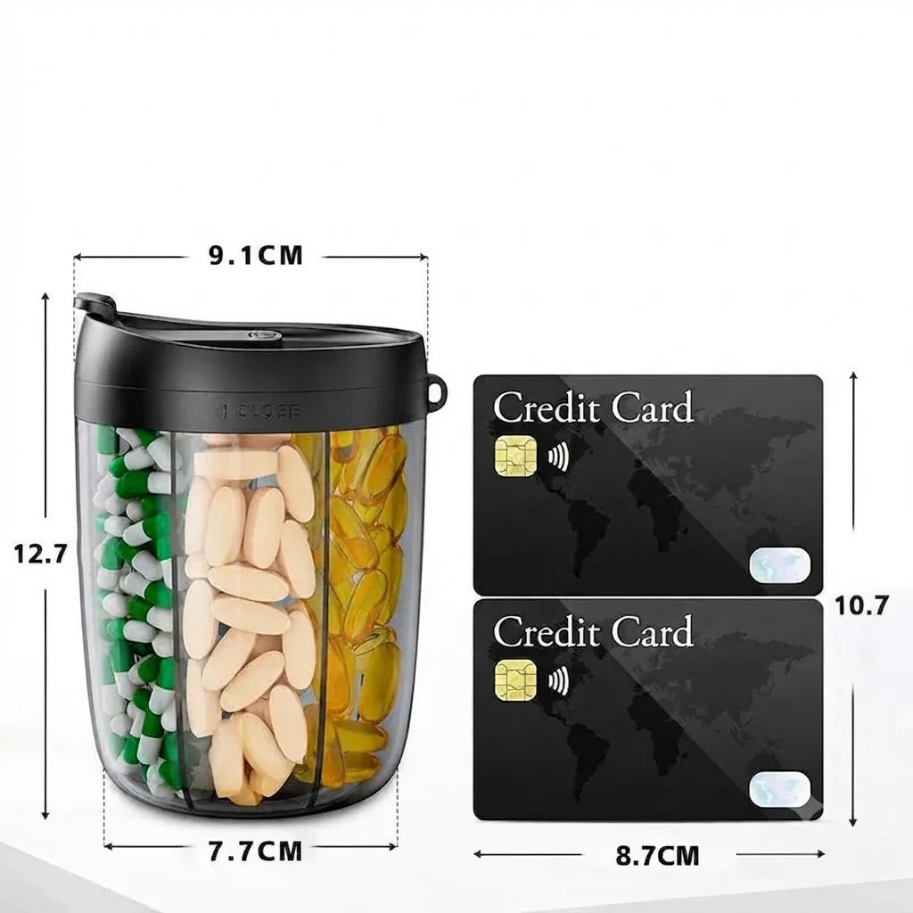 Tablet box with 6 compartments and transparent lid