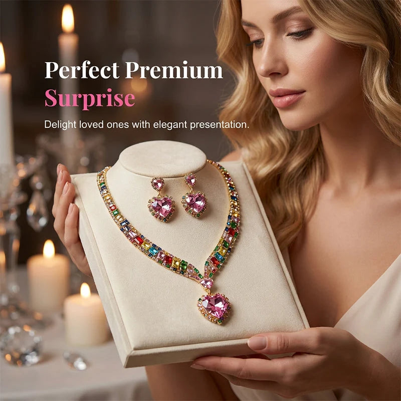 Heart jewelry set with necklace and earrings