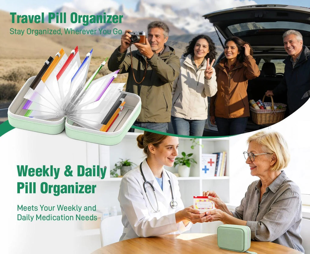 Tablet organizer with 14 compartments and zipper