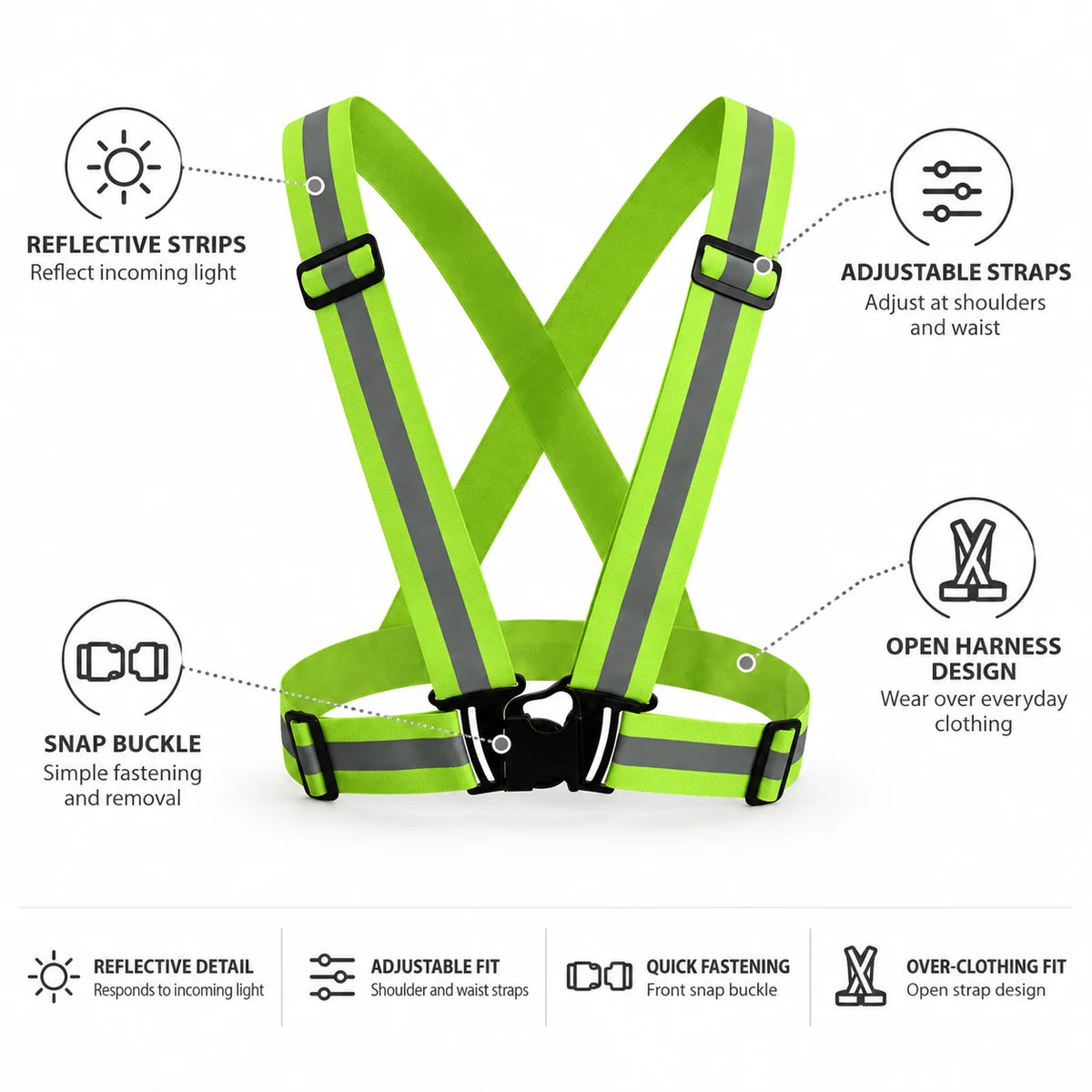 Reflective Vest Hi Vis & Adjustable Straps