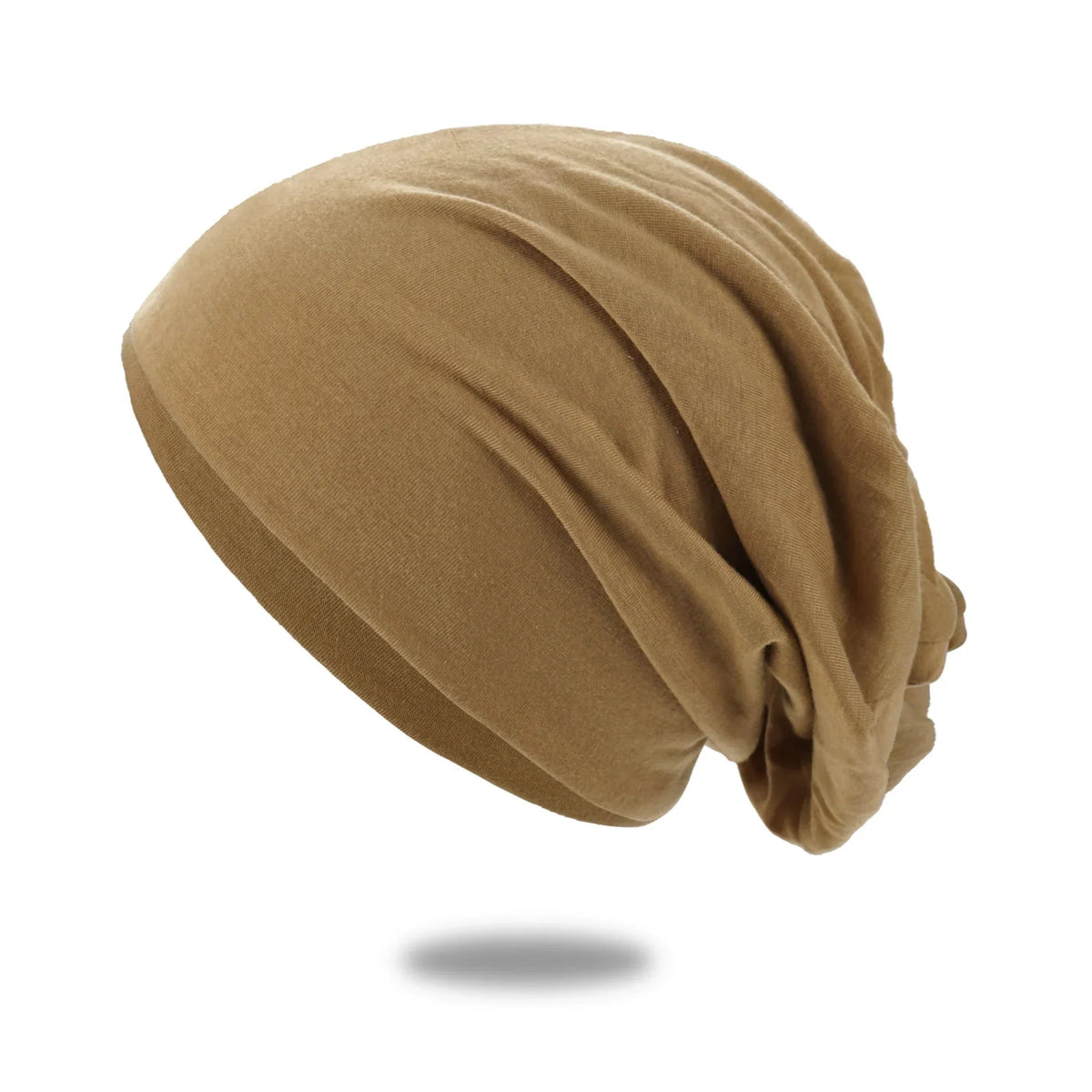 Loose Knit Beanie Cotton Spandex Blend Breathable Stretch Fabric (One Size)