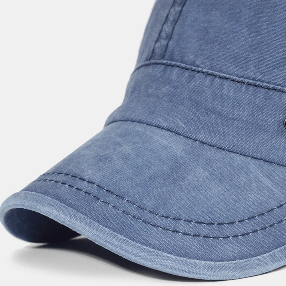 Men's Military Style Cap, Washed Cotton, Adjustable Strap