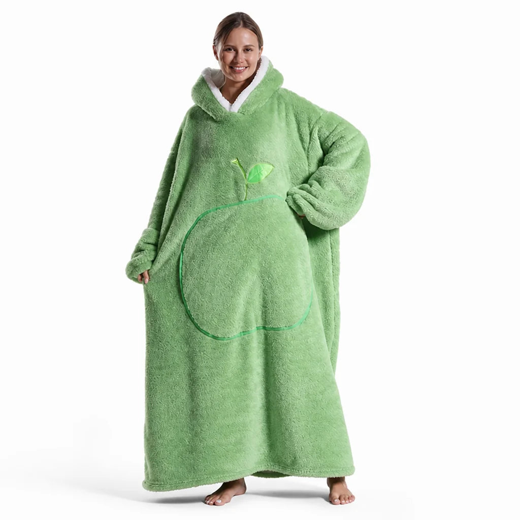 Oversized Sherpa Fleece Hoodie Blanket with Sleeves and Pocket (One Size)