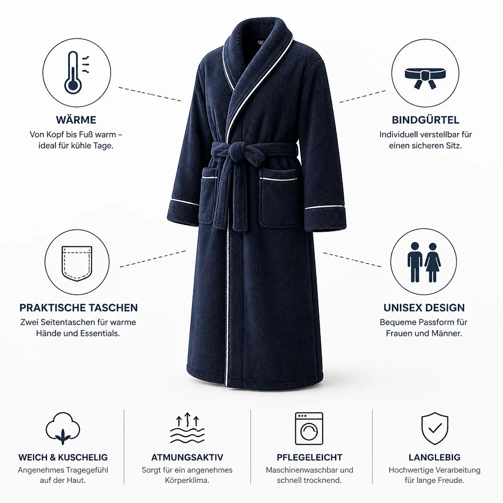 Bathrobe with Shawl Collar and Tie Belt (Unisex)