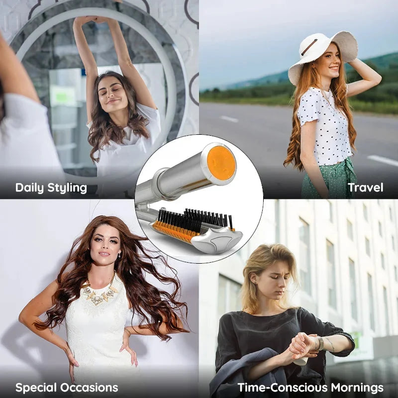 2-in-1 Rotating Hair Brush – Styling & Straightening