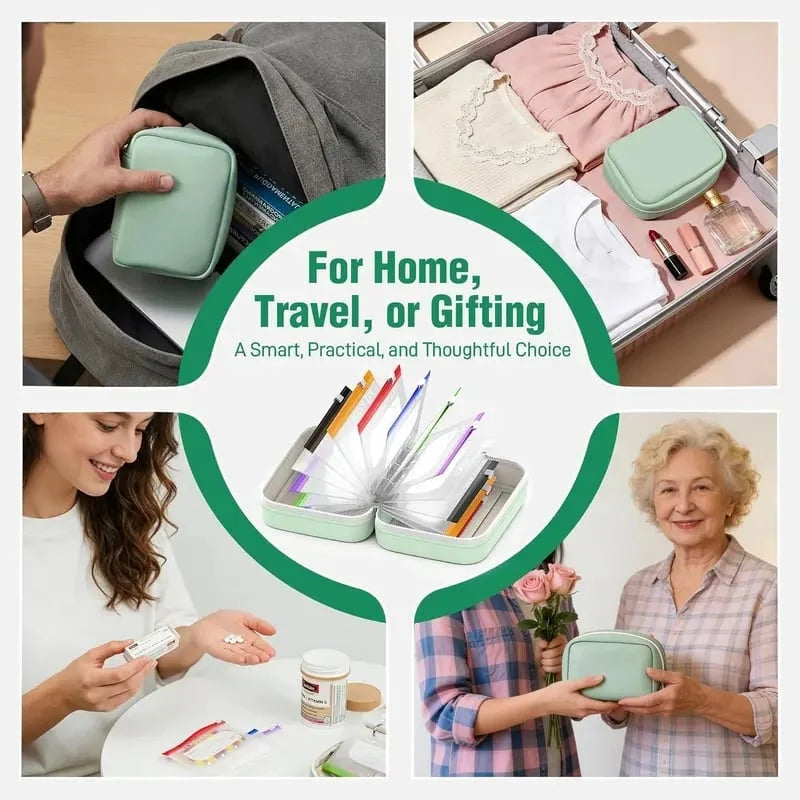 Tablet organizer with 14 compartments and zipper