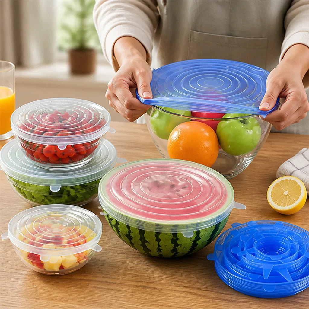 Airtight, Food-Grade Silicone Stretch Lids (Set of 6)