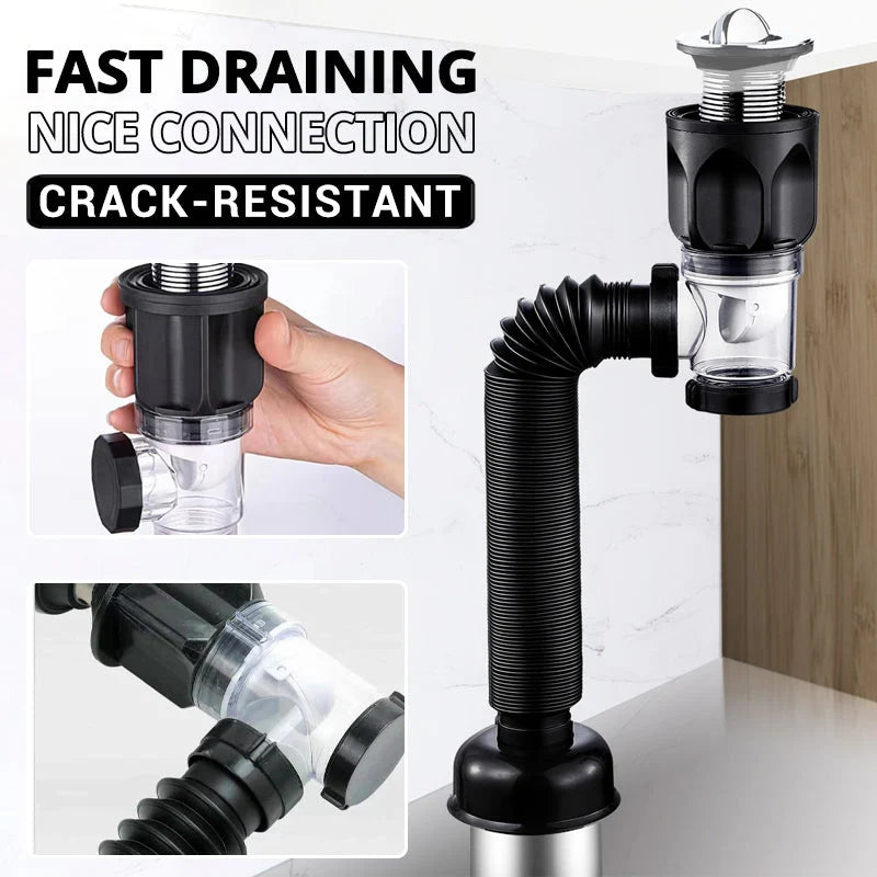 Flexible siphon drain pipe