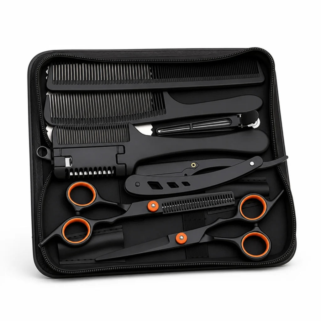 Stainless Steel Hair Cutting Set for Thinning and Cutting (Razor Comb & Case)