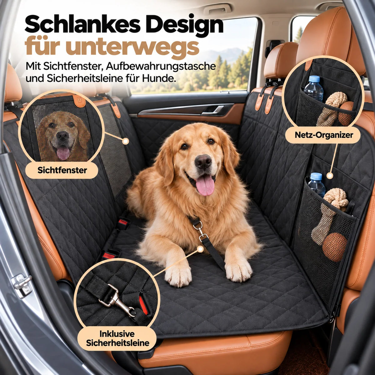 Dog Car Seat Cover Waterproof Back Seat Extender