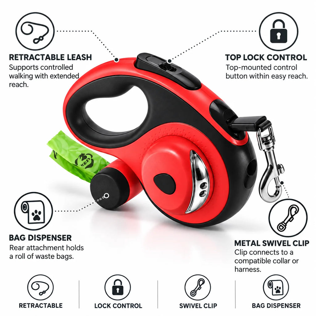 Tangle-Free Automatic Retractable Dog Leash