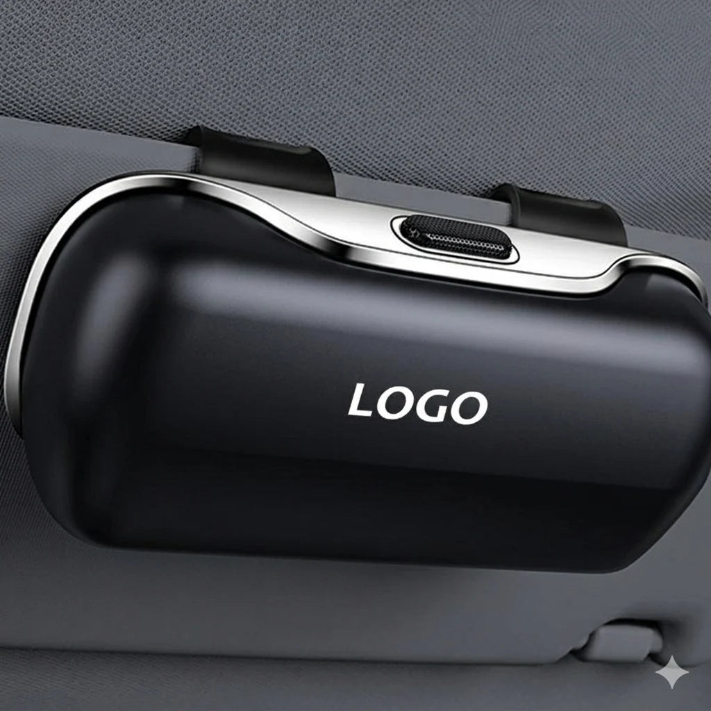 Car sunglasses case with sun visor clip