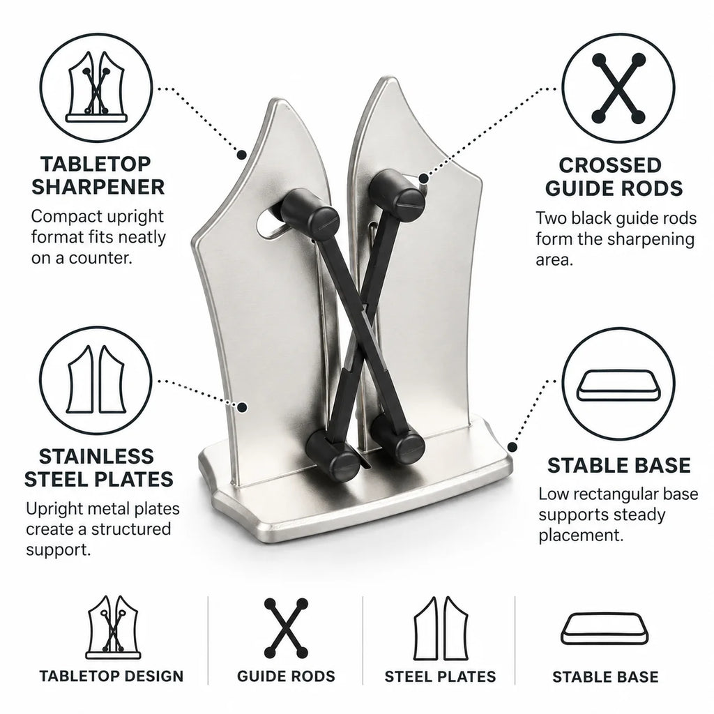 3-stage ergonomic and non-slip knife sharpener